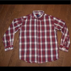 Red plaid LS boys button down shirt